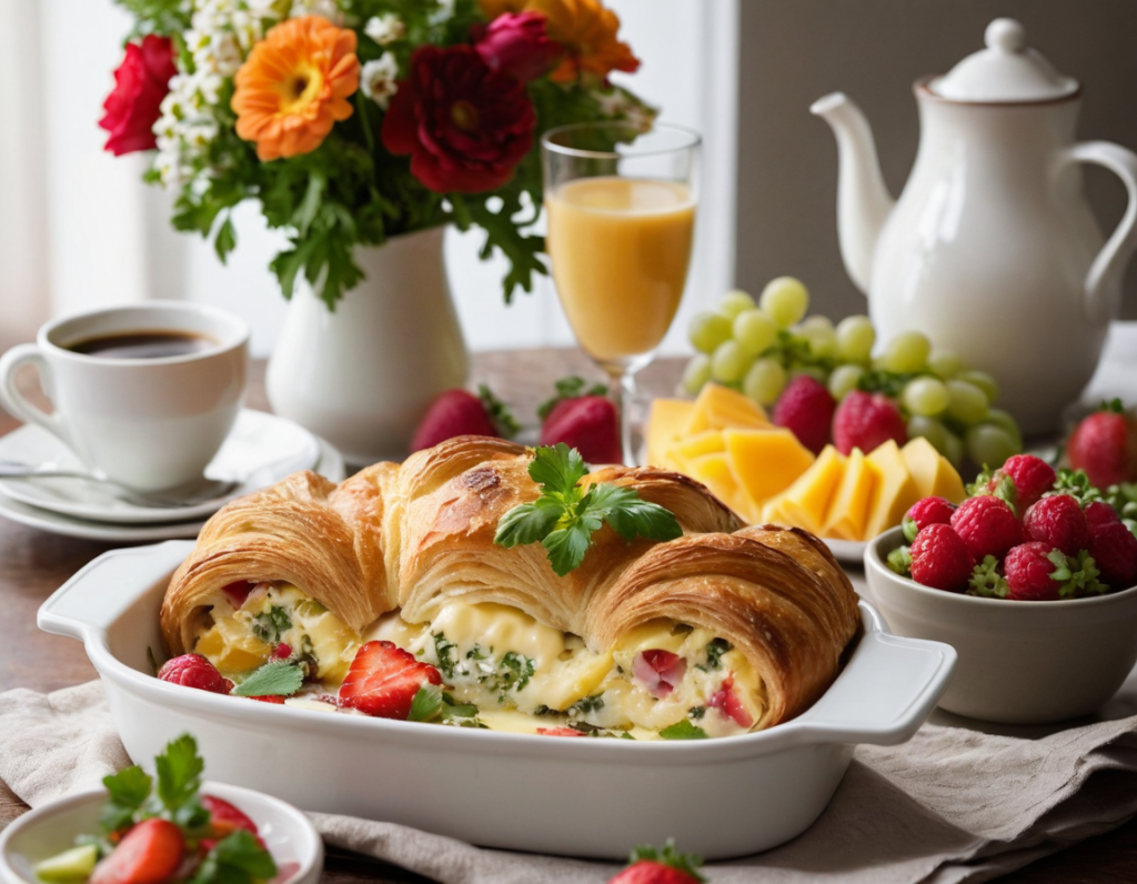 savory croissant breakfast bake